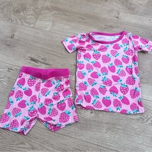 Little sleepies strawberries print shorts set size 12-18 months